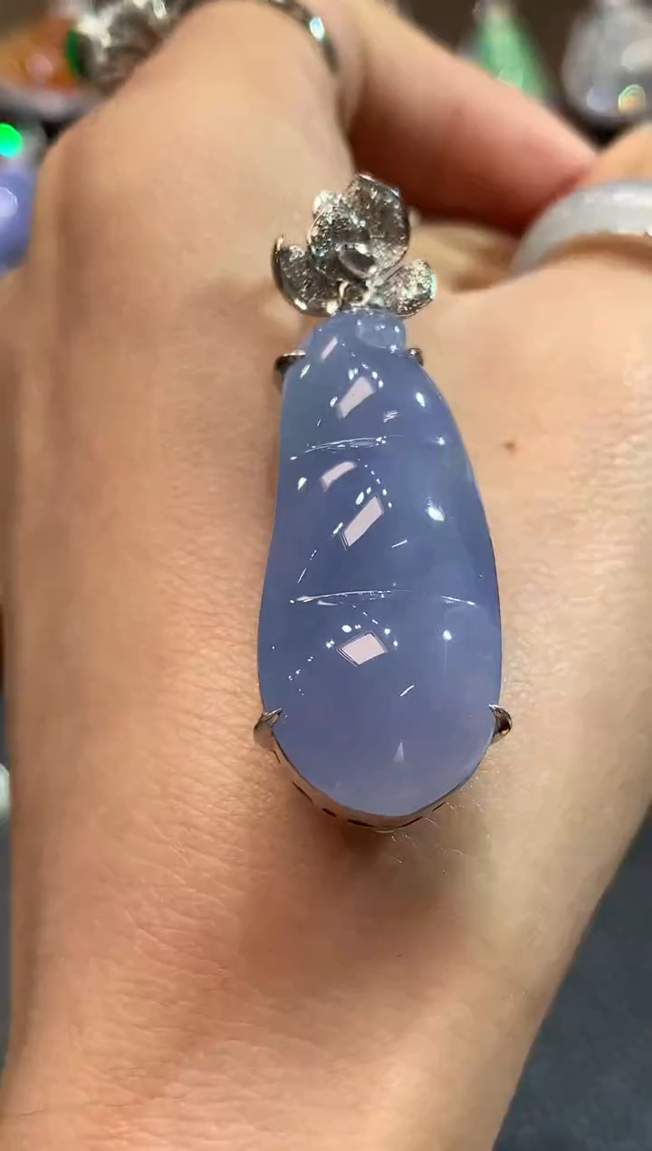 吊坠(不含链)18K金镶嵌翡翠C53 紫货有一定色差