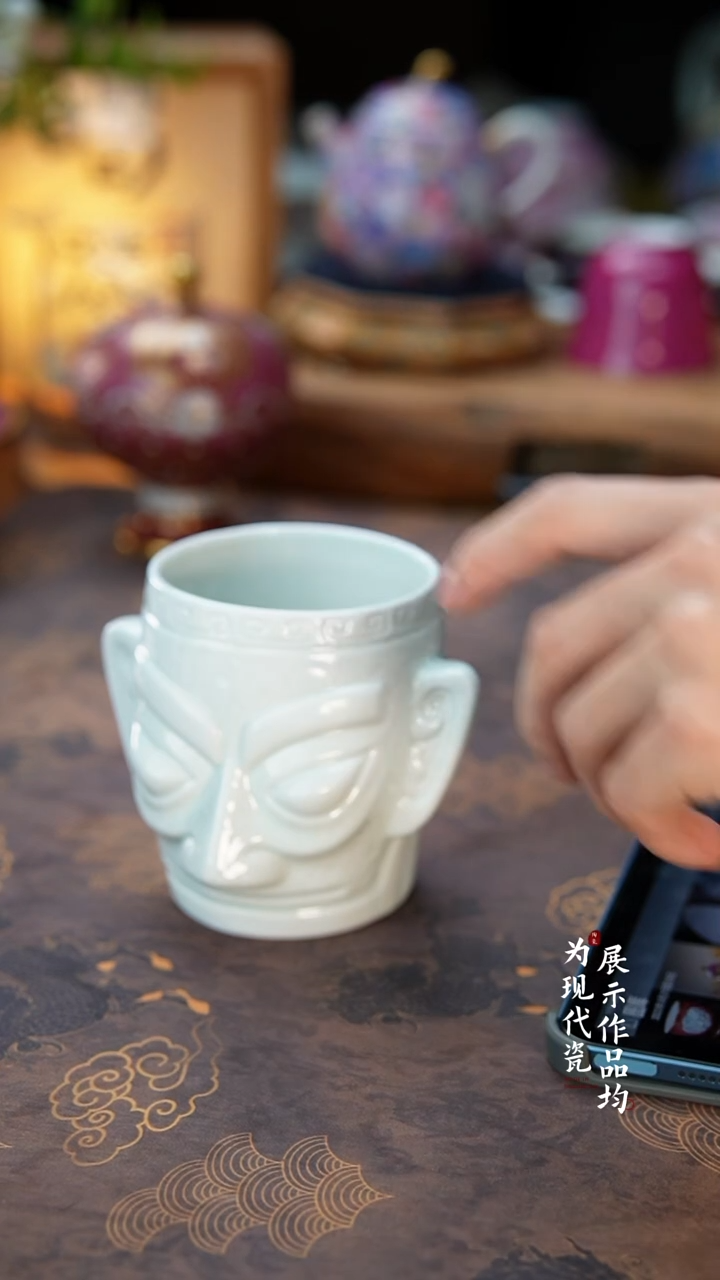 鹭****?丰瑶陶瓷直播专享填白釉三星堆杯子