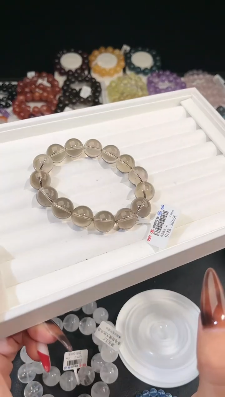 【闪购商品】水晶手链未镶嵌多样性发一茶晶14mm