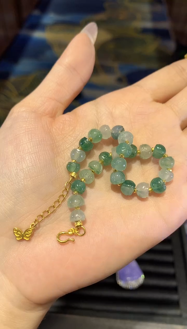 【闪购商品】翡翠手链足金镶嵌手链XJH