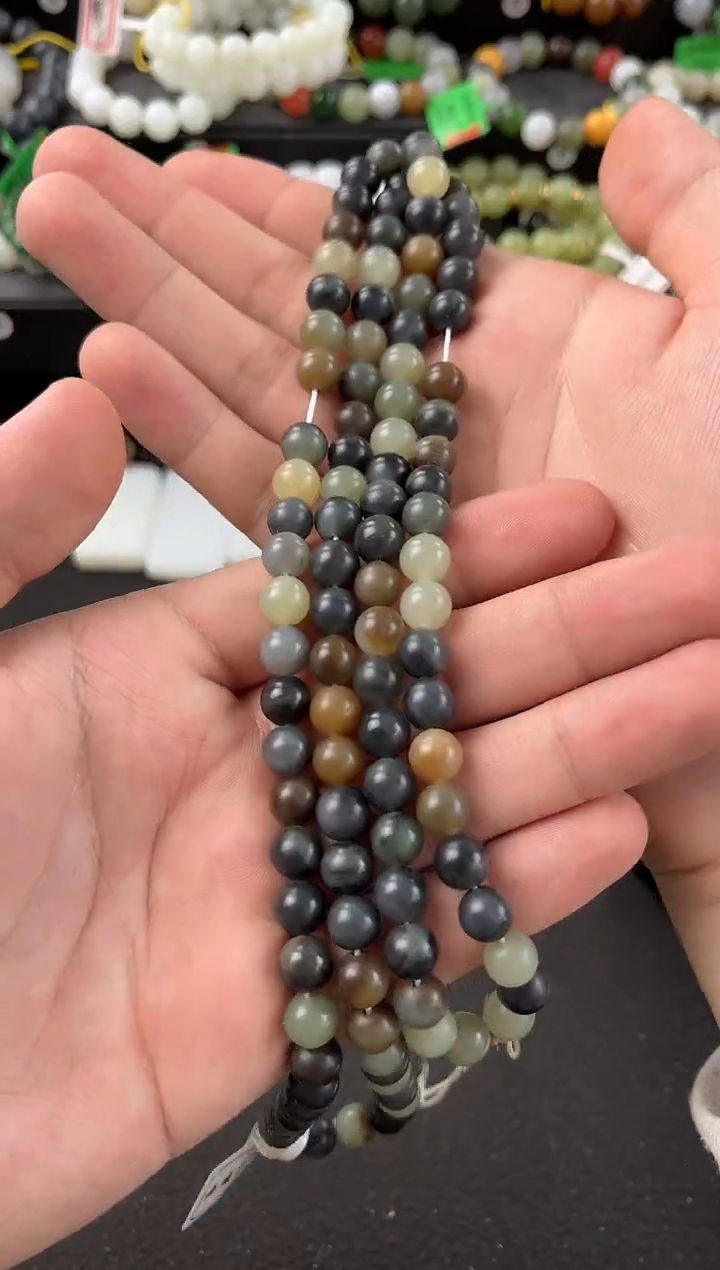 【闪购商品】和田玉项链未镶嵌若羌楼兰三色108项链卡8微色差