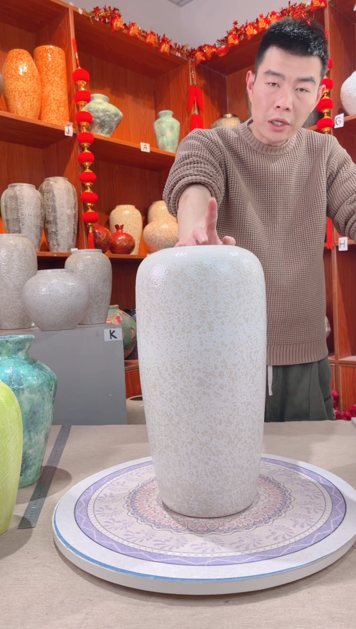 【闪购商品】瓶精品陶瓷花瓶 无花 茶白落地40cm