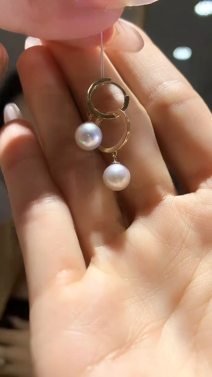 【闪购商品】海水珍珠耳饰18K金镶嵌海水珍珠耳包