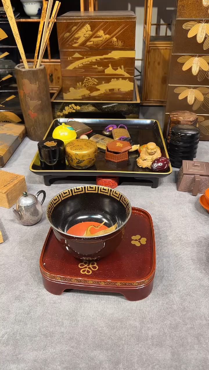 杯洗套组大漆漆器大漆漆器