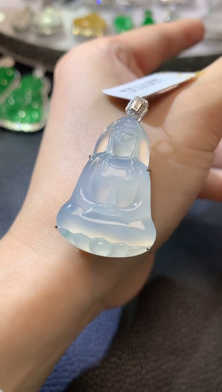 翡翠18K金镶嵌吊坠(不含链)A69翡翠