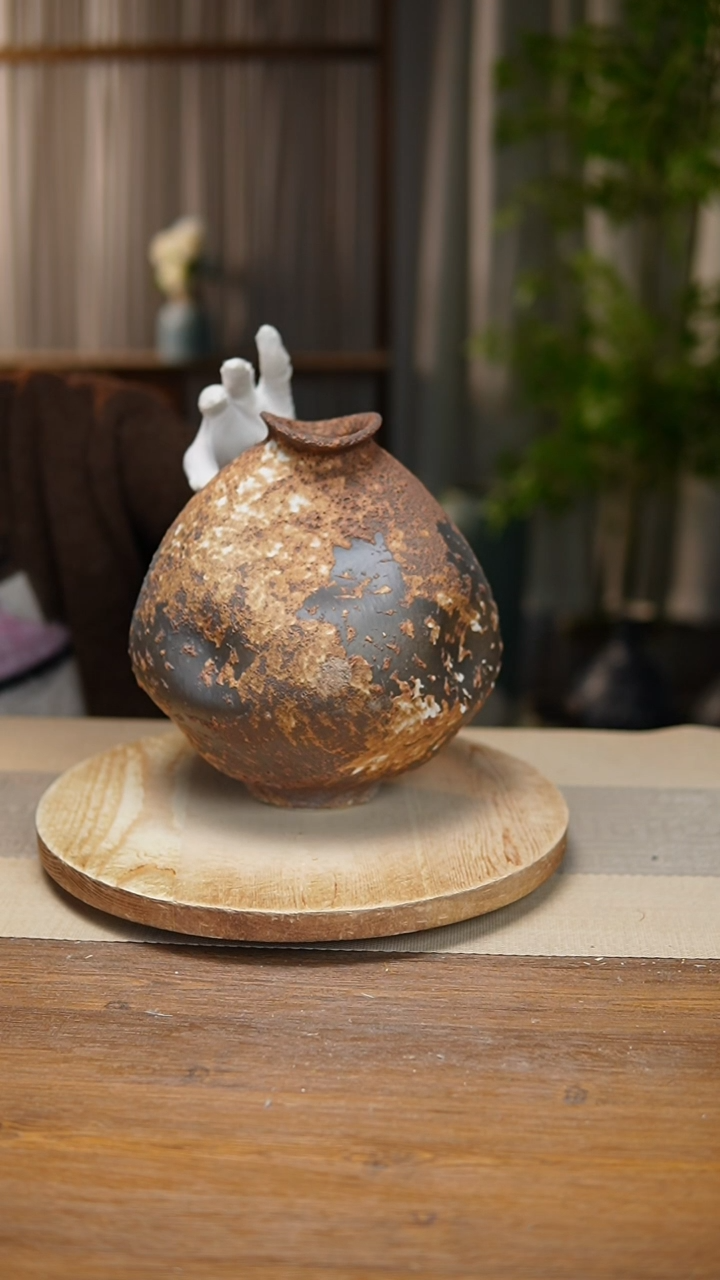 【闪购商品】陶瓷    花器诧寂棕大肚