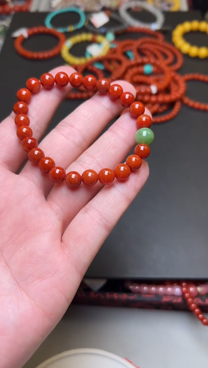 未镶嵌手链玛瑙/玉髓然****》红玛瑙单圈手串