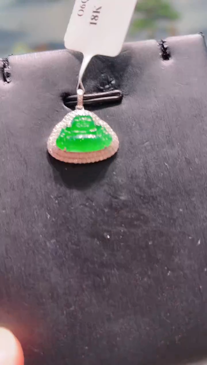 【闪购商品】翡翠颈饰18K金镶嵌A11天然A货翡翠