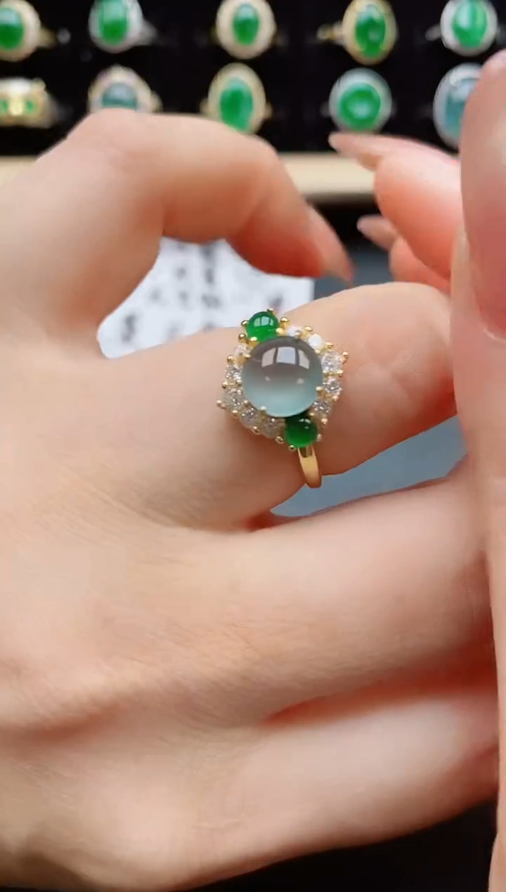 翡翠戒指银S925镶嵌321321
