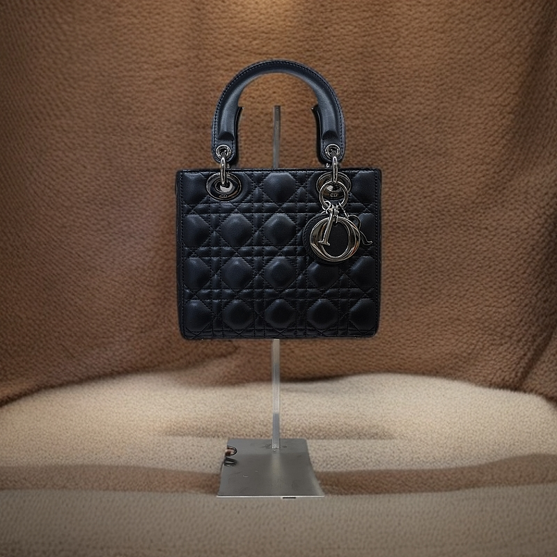 95新 DIOR/迪奥 安洁利严选 四格戴妃黑银 手提斜挎包 382