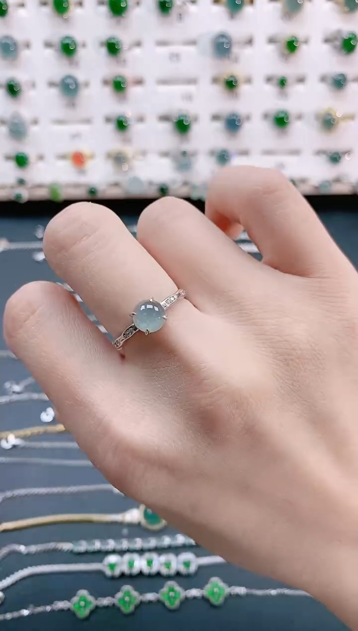 【闪购商品】翡翠戒指银S925镶嵌天然翡翠