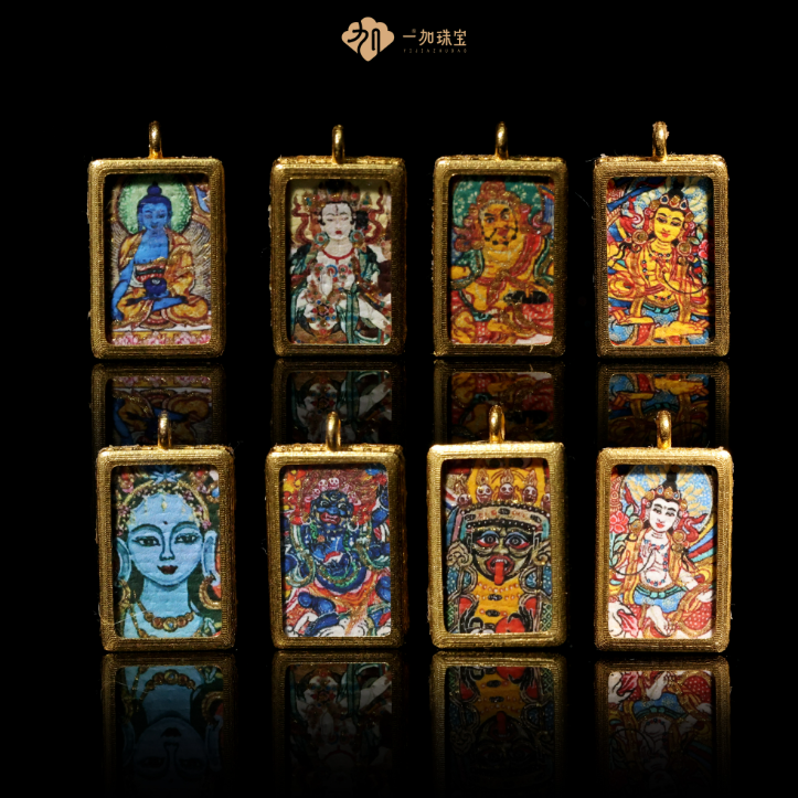 壹加|壹加火火|金镶18k卡卡合吊坠多样性发其一（双面）（10mm*15mm）