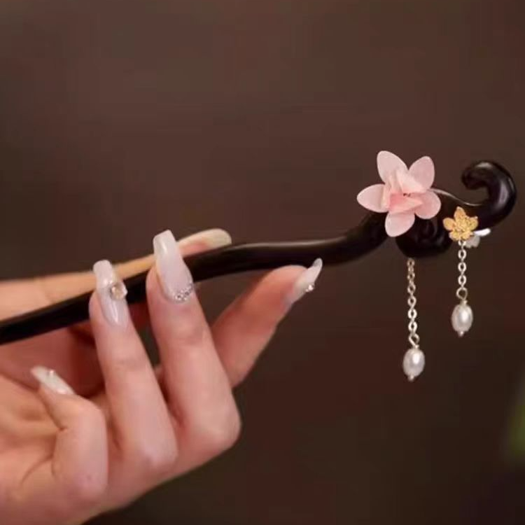 a941【桃之夭夭】18公分原创发簪日常百搭简约盘发饰国风新中式旗袍