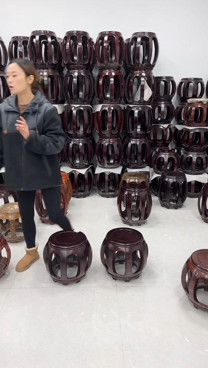 花梨木类家具一对微瑕酸枝木酸枝色小号鼓凳 不退不换 15号