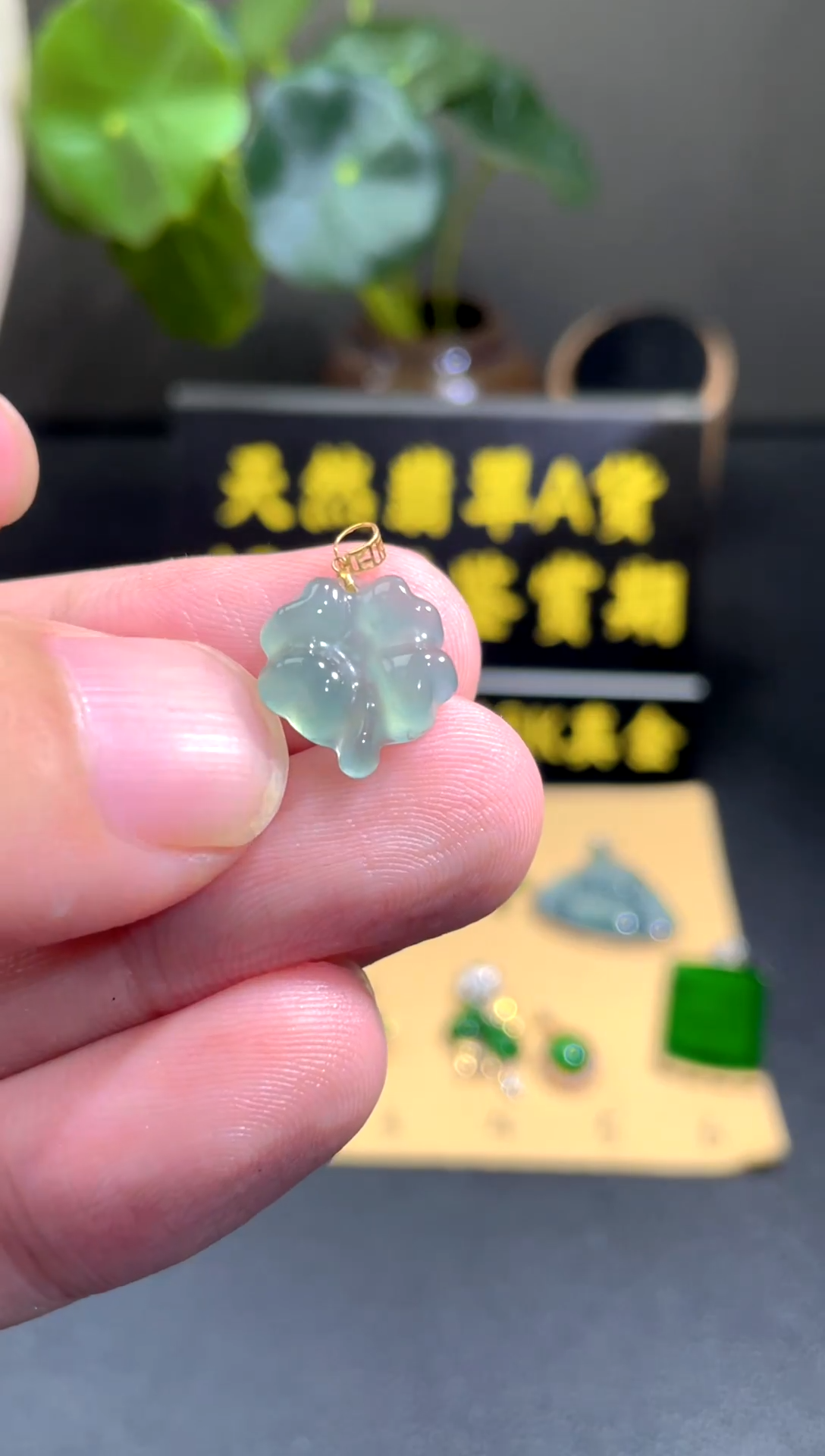 颈饰18K金镶嵌翡翠翡翠A货