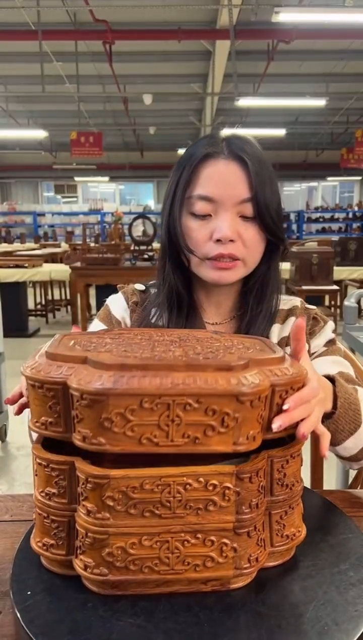 木DZ1033-P7MK-海棠式双层盒（拍）