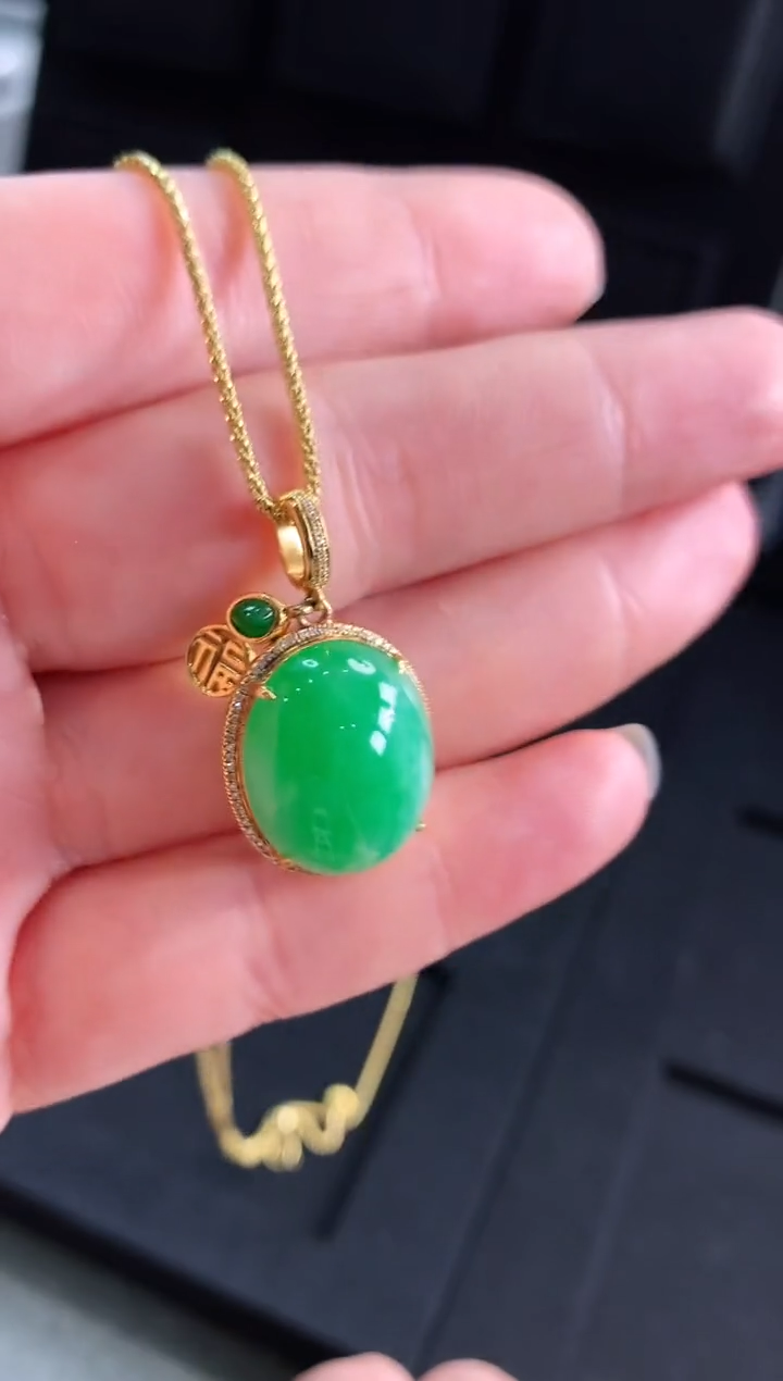 【闪购商品】翡翠吊坠(不含链)18K金镶嵌吊坠