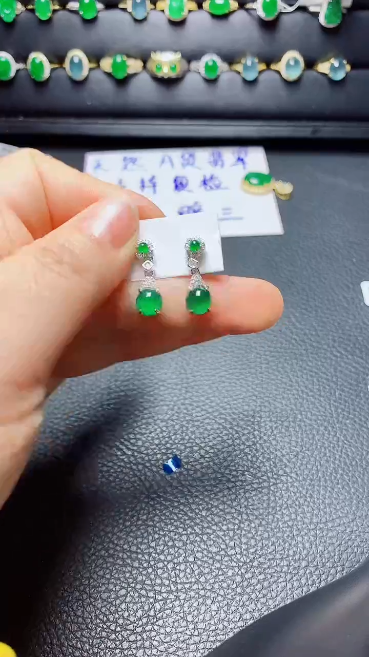 银S925镶嵌戒指翡翠天然翡翠A货s925银镶