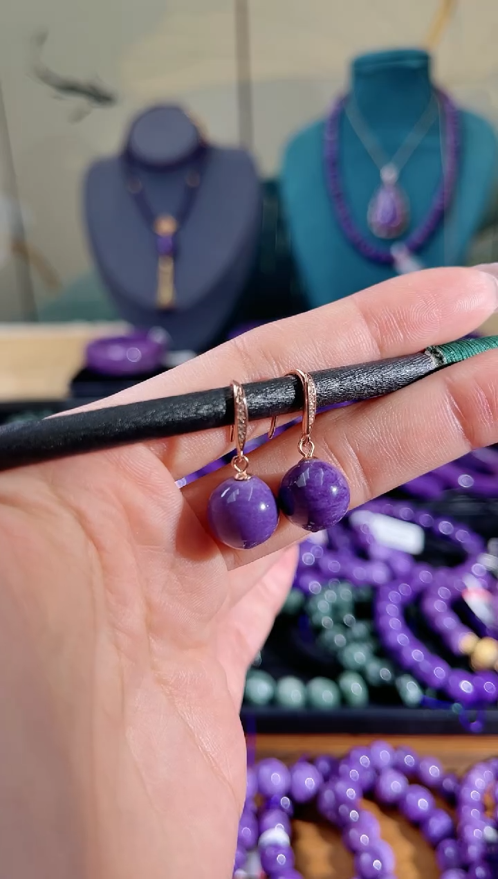 【闪购商品】查罗石（紫龙晶）耳饰未镶嵌耳钩