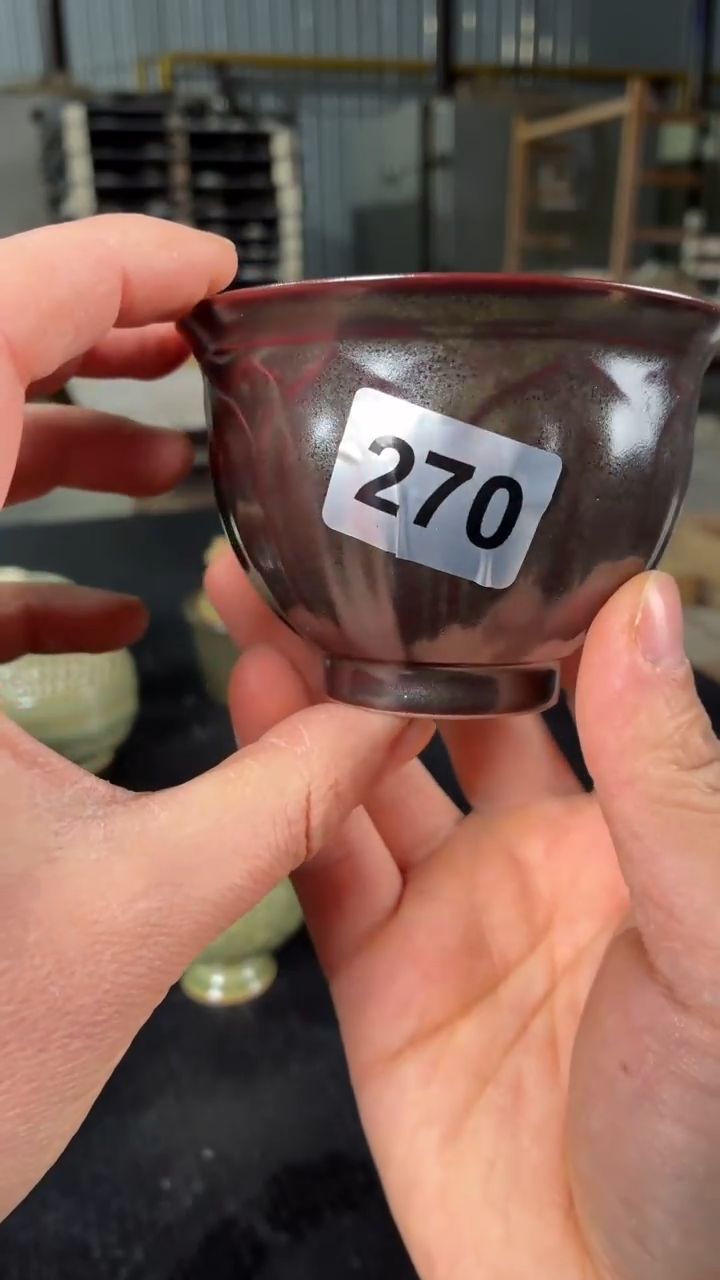 田**四耀州窑手工窑变莲瓣杯270