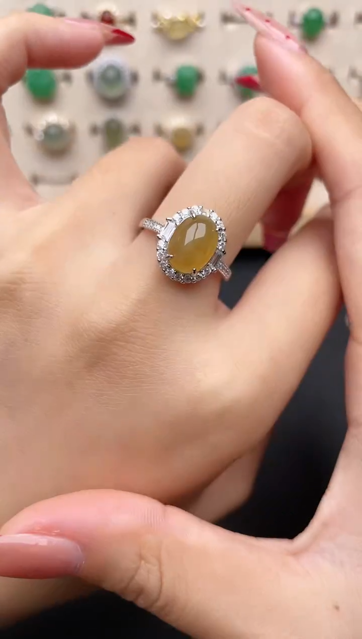 【闪购商品】翡翠戒指银S925镶嵌一物一证一礼盒