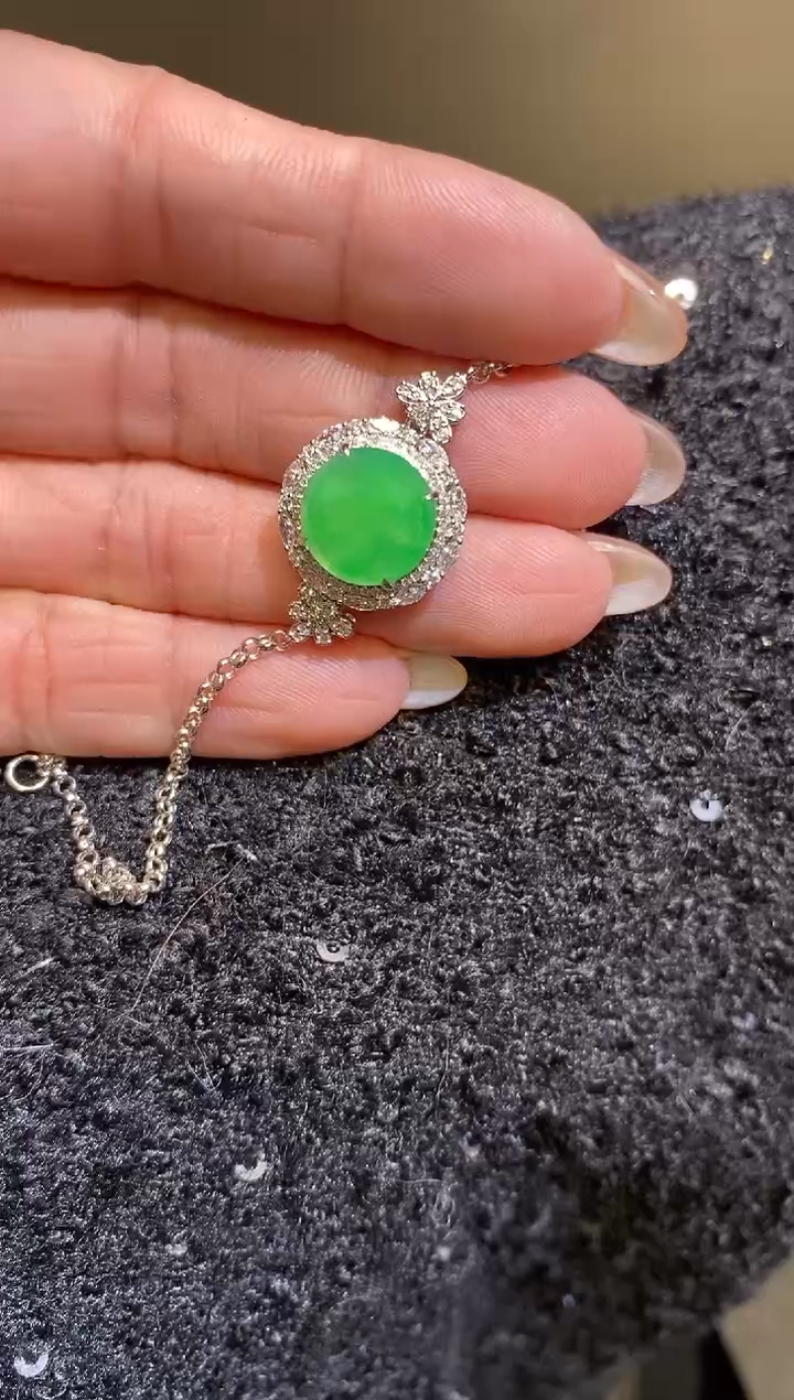 18K金镶嵌手链翡翠手链