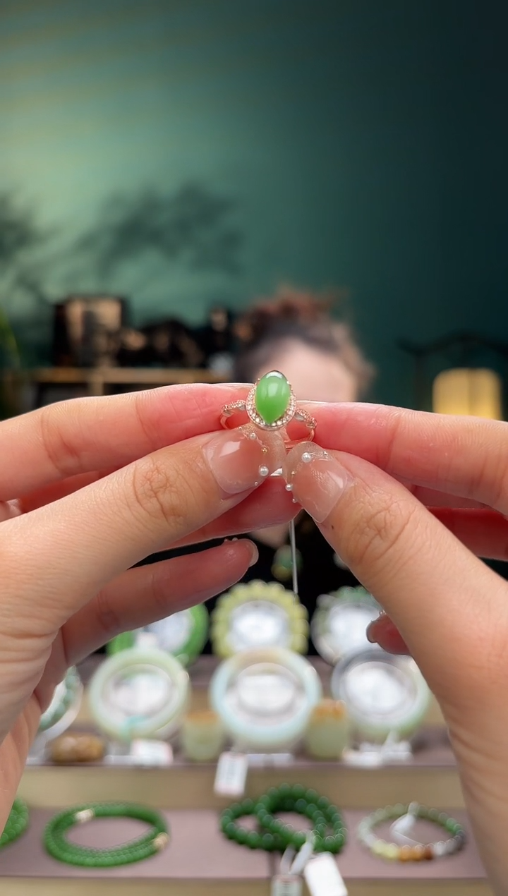 【闪购商品】和田玉戒指银S925镶嵌戒指