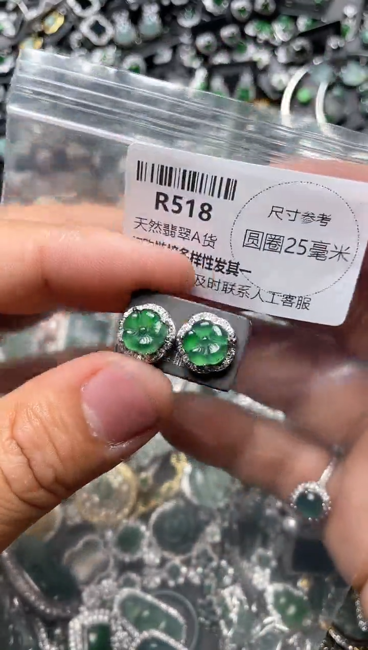 翡翠未镶嵌颈饰R518耳钉