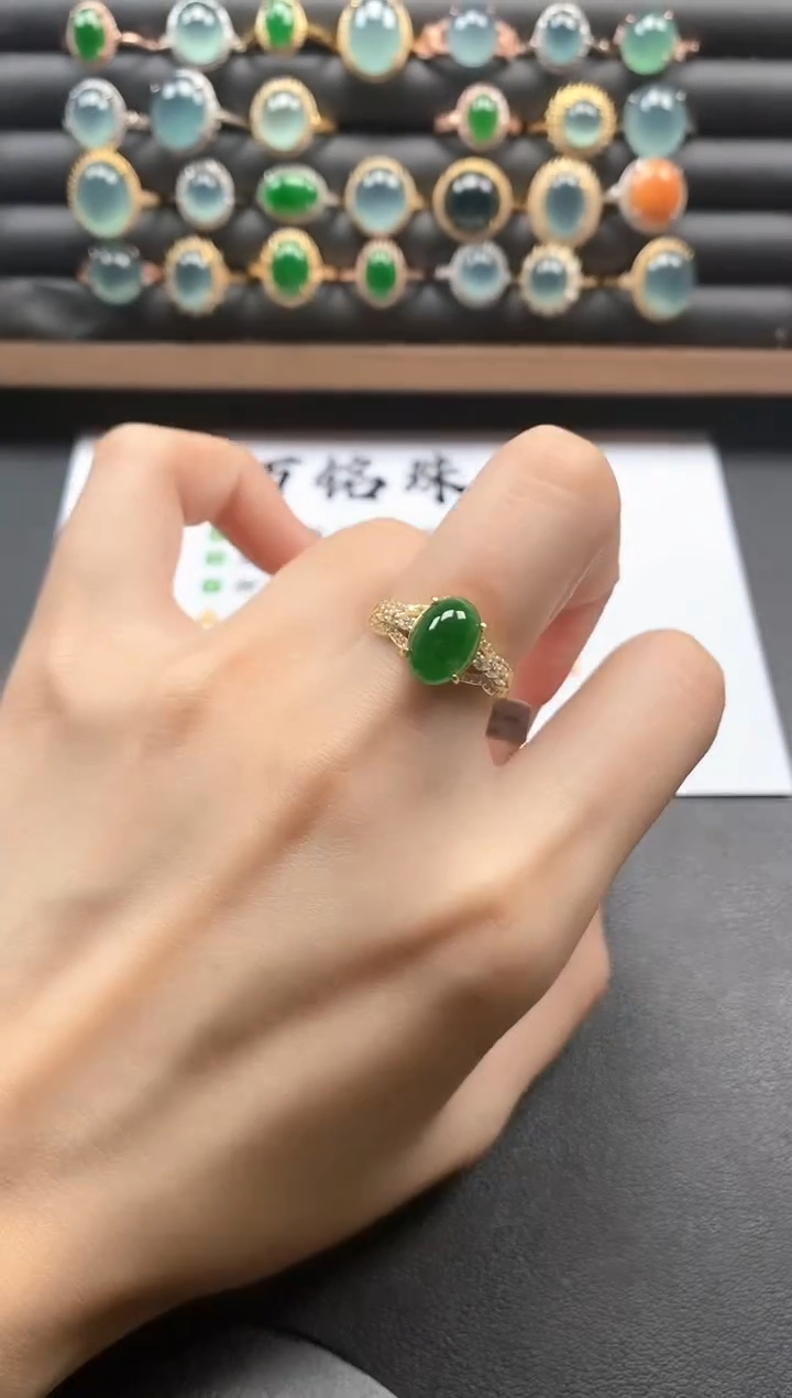 银S925镶嵌戒指翡翠5115