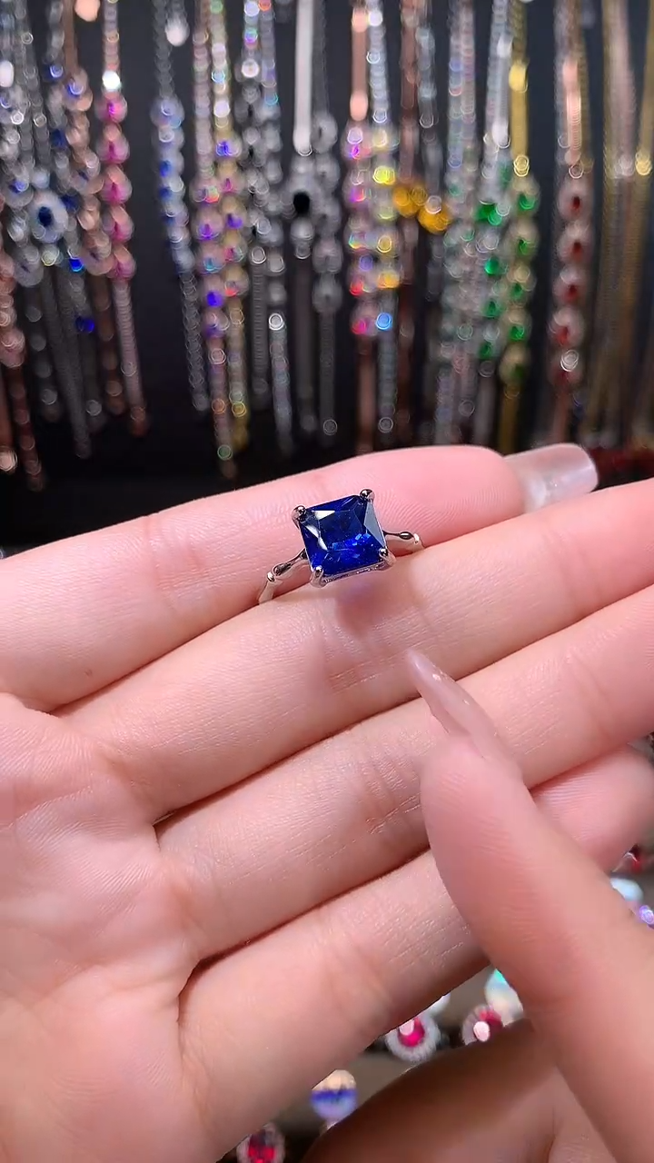 【闪购商品】蓝宝石戒指银S925镶嵌8