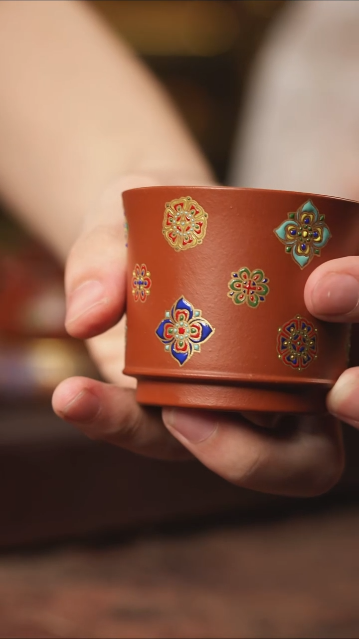 茶壶紫砂皮球花腰身杯