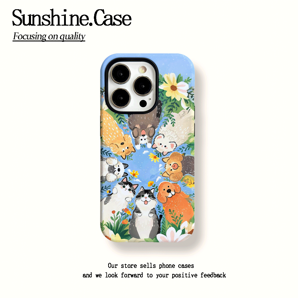 菲林二合一适用苹果华为vivo小米oppo手机壳小猫小狗16PRO/15