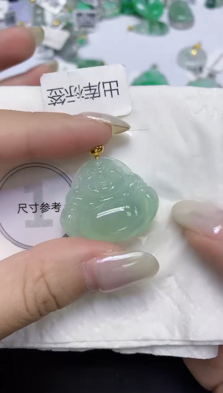 颈饰18K金镶嵌翡翠天然缅甸翡翠A货百元以上9元证书费自理