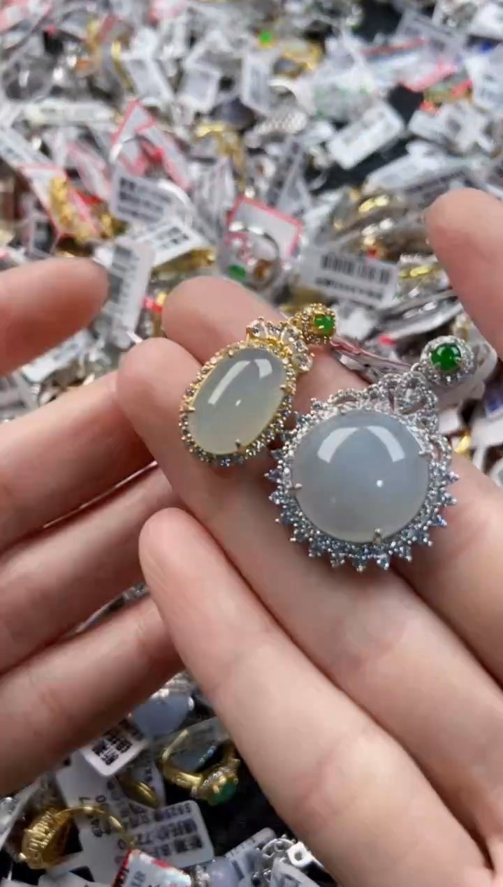 翡翠戒指银S925镶嵌111--------9