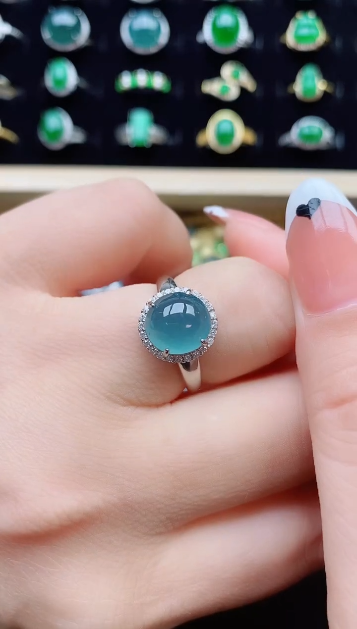 【闪购商品】翡翠银S925镶嵌戒指1321