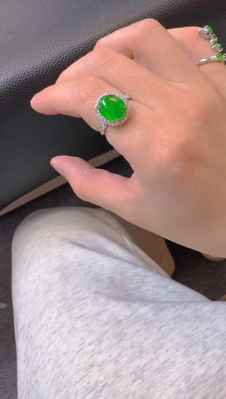 【闪购商品】翡翠戒指银S925镶嵌天然A货翡翠