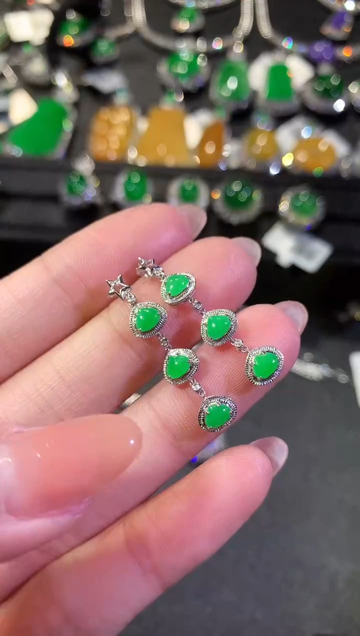 【闪购商品】翡翠耳饰18K金镶嵌35-耳饰