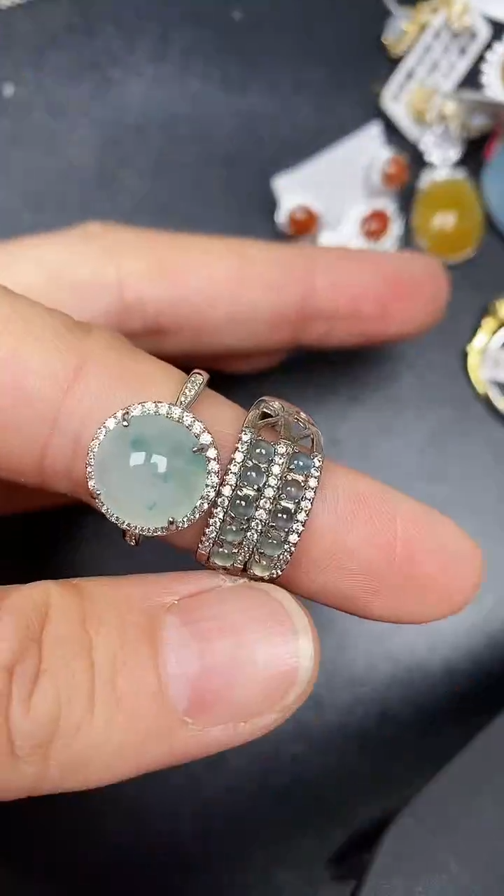 银S925镶嵌戒指翡翠3420