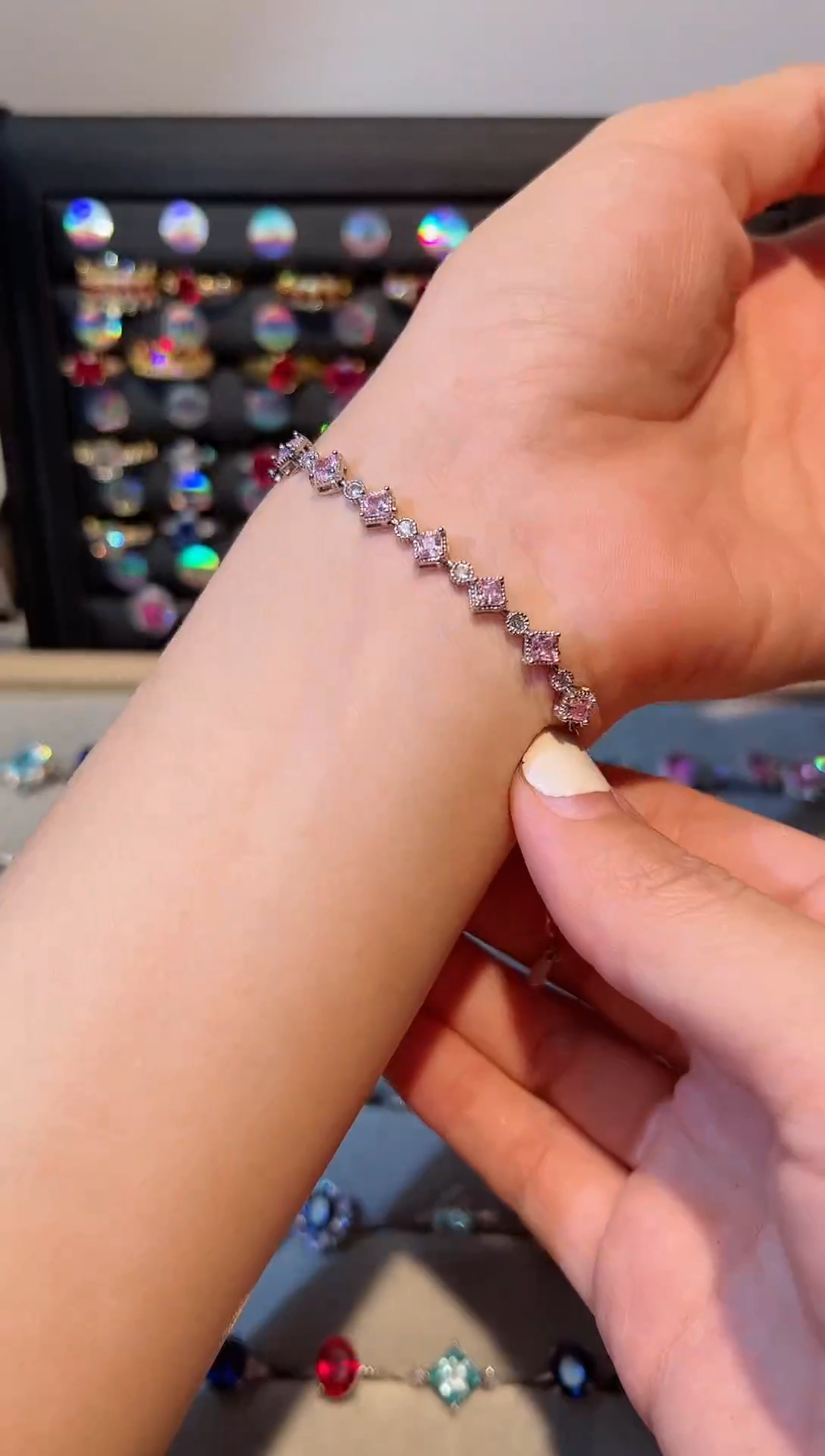 【闪购商品】蓝宝石手链银S925镶嵌00000