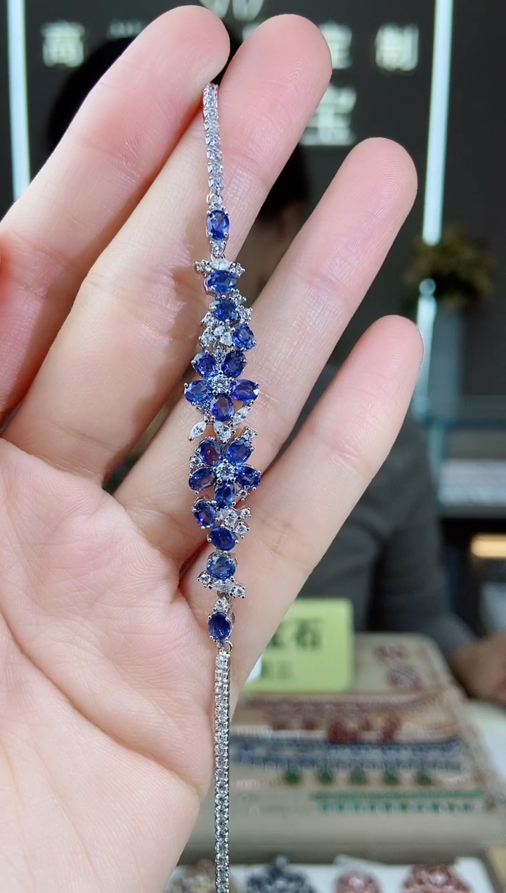 【闪购商品】蓝宝石手链银S925镶嵌手链