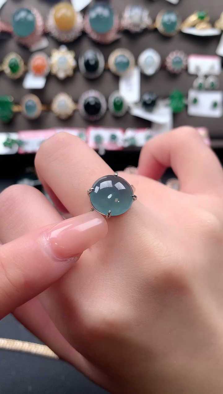 【闪购商品】翡翠戒指银S925镶嵌52141