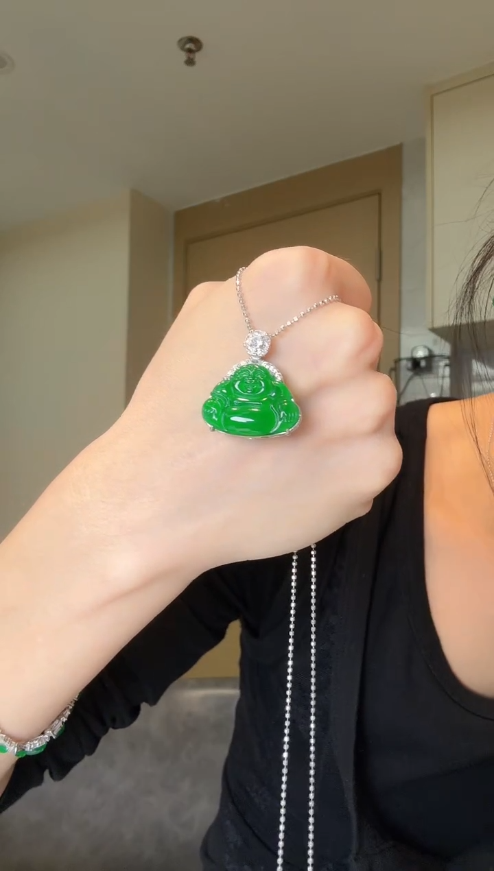 翡翠银S925镶嵌吊坠(不含链)天然翡翠吊坠3