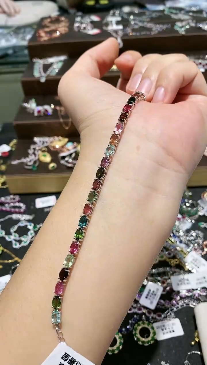【闪购商品】碧玺手链银S925镶嵌手链