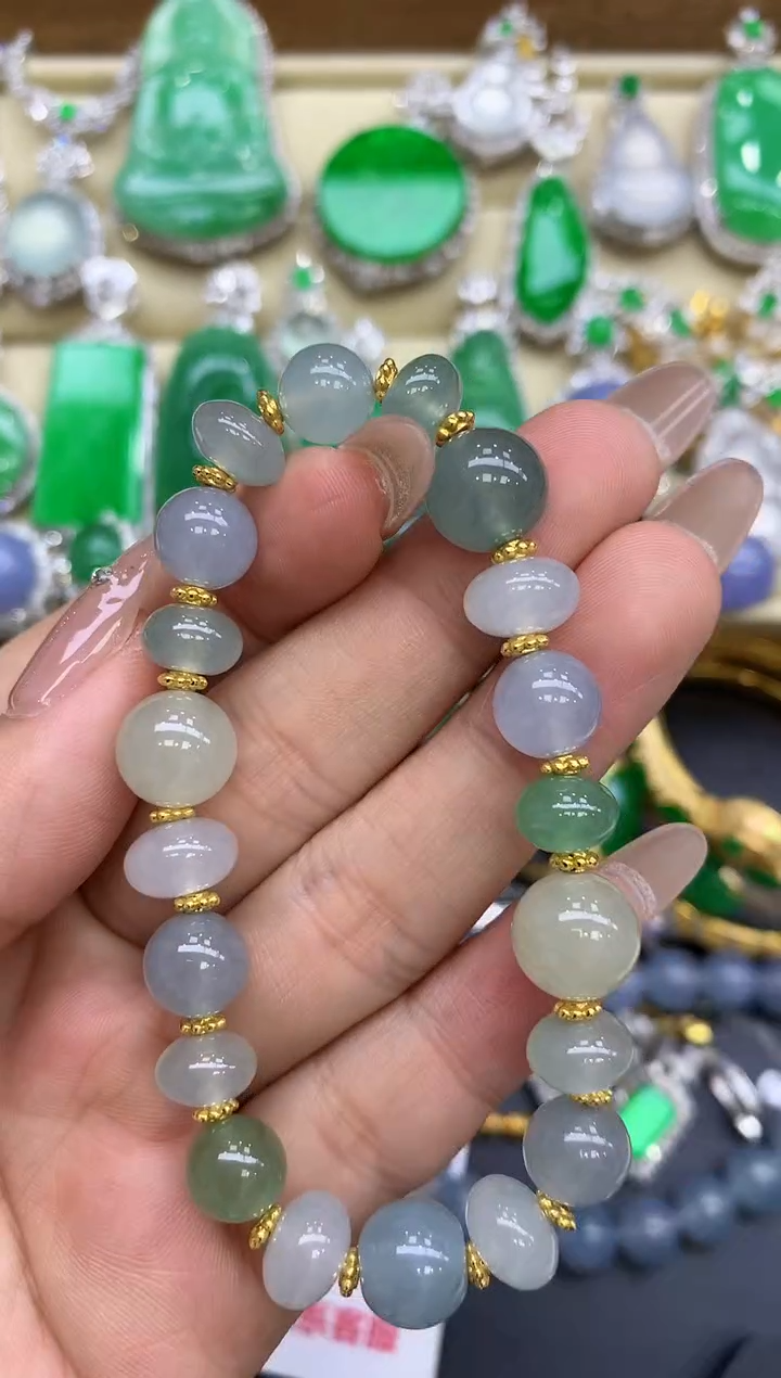足金镶嵌手链翡翠209-中国好珍宝