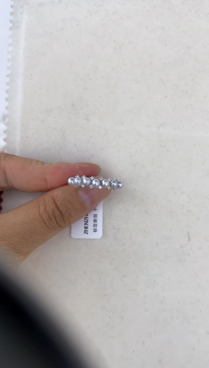 海水珍珠戒指银S925镶嵌戒指