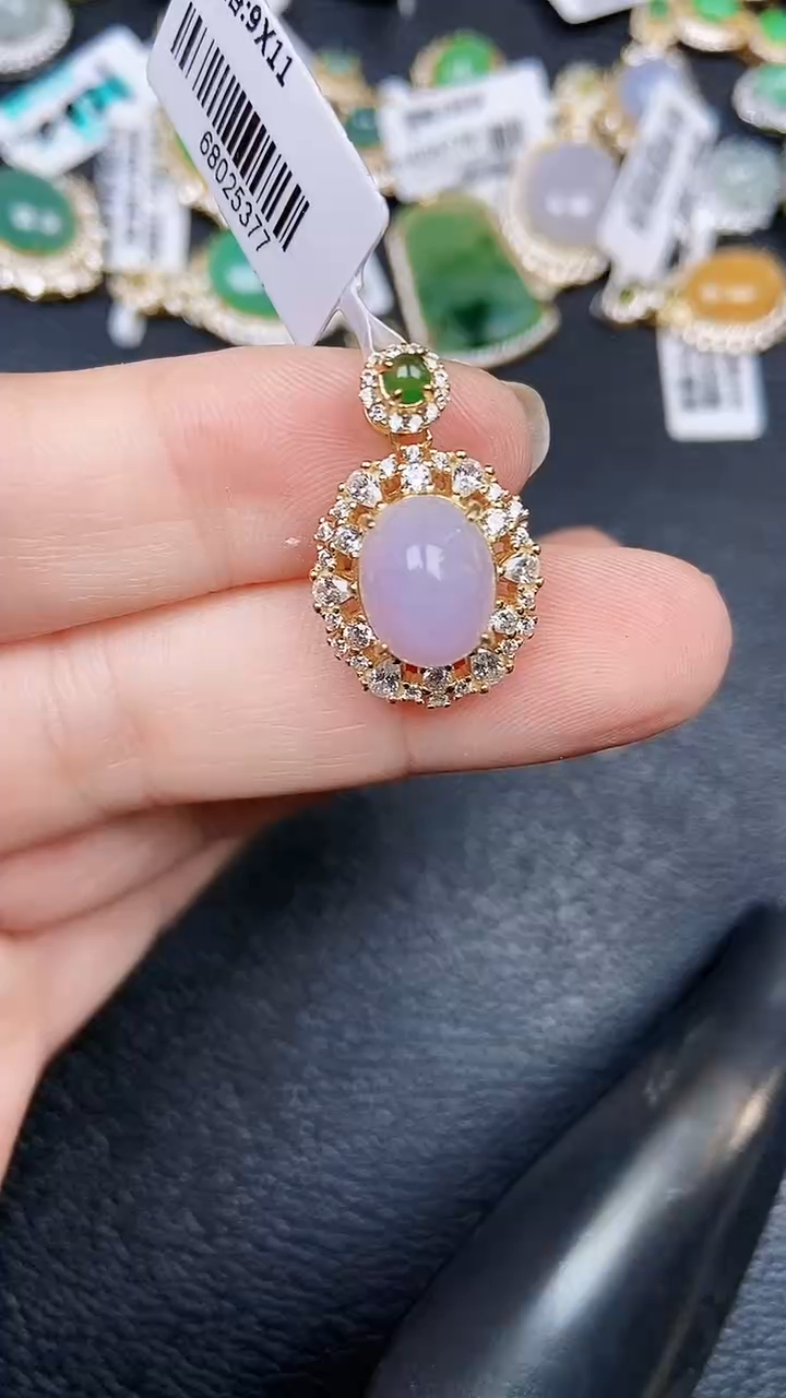 颈饰银S925镶嵌翡翠2466