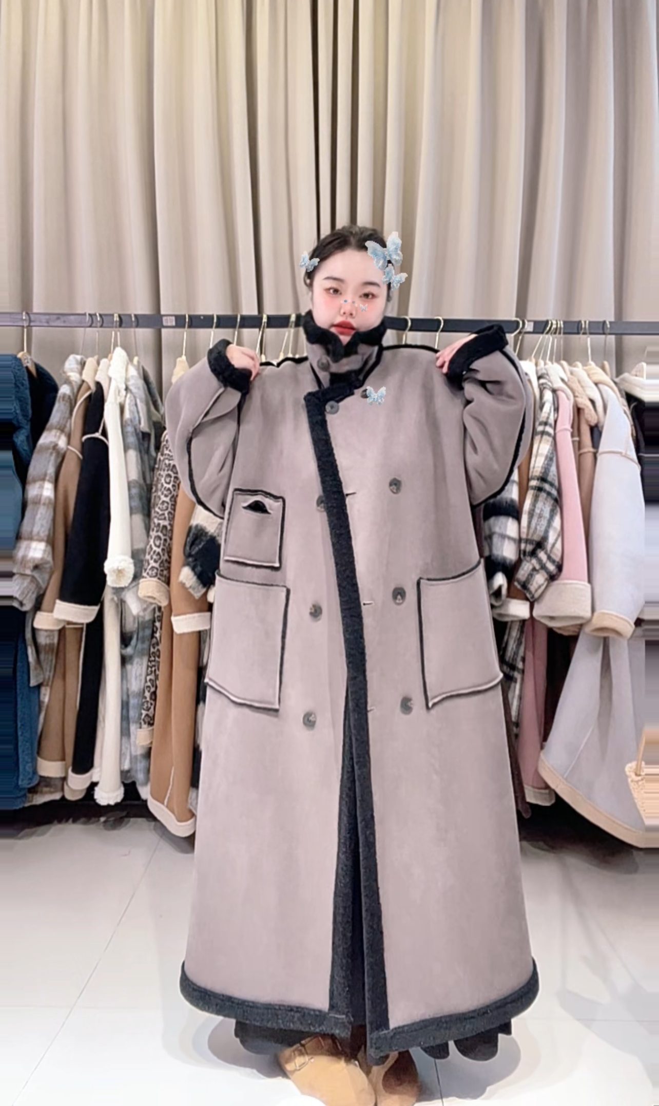 G(花花101-199）毛呢外套女秋冬季2025新款韩系加厚高级感气质大衣