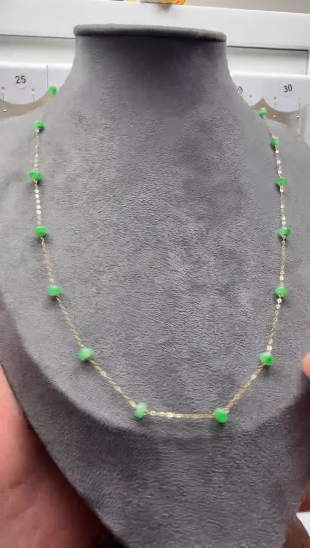 项链18K金镶嵌翡翠缅甸天然翡翠a货