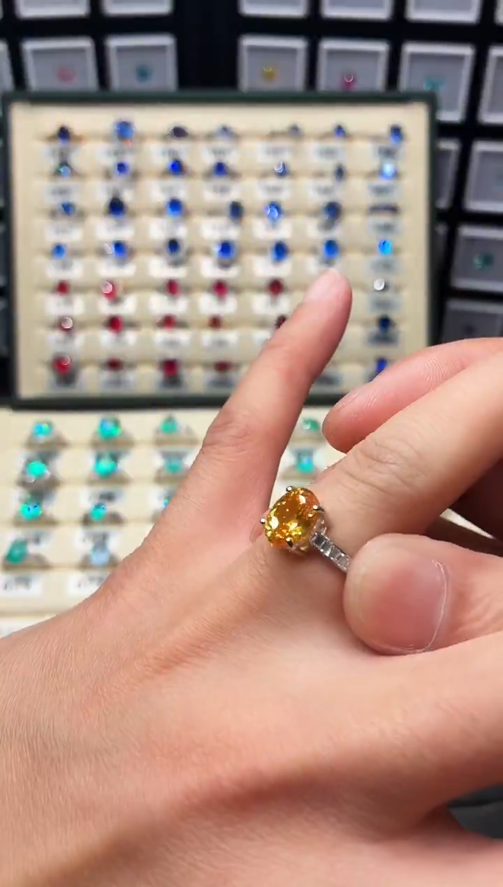 戒指彩色蓝宝石银S925镶嵌0002