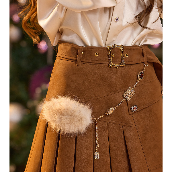 吞吞穿搭秋冬【小尾巴】秒变贵气精致复古百搭镶钻毛毛配饰腰链